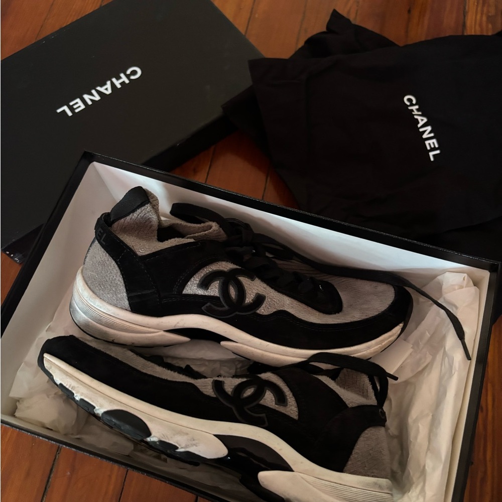 Chanel Black and Gray Sneakers